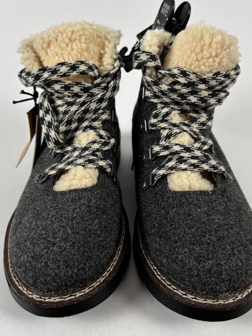 Madden NYC, Hiker Lace Up, Campaign Boots,‎ Women's Size 9, Eco Lux, Dark Gray - Picture 4 of 12